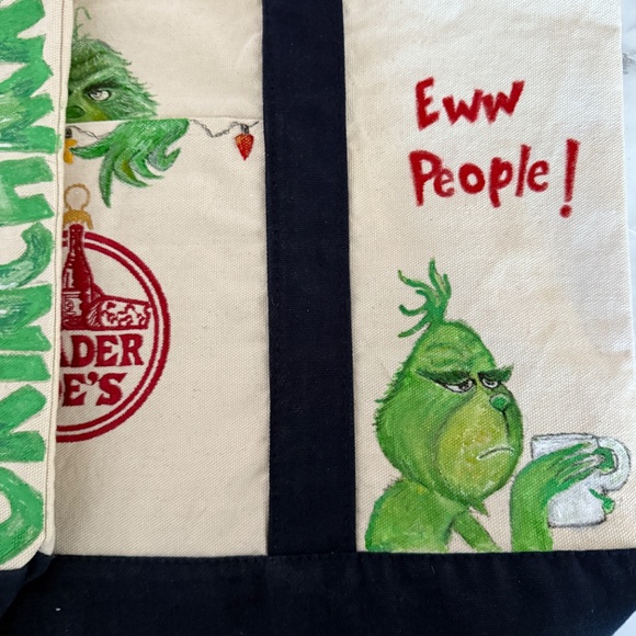 Trader Joe’s Hand Painted Grinch Large Tote - Picture 7 of 12